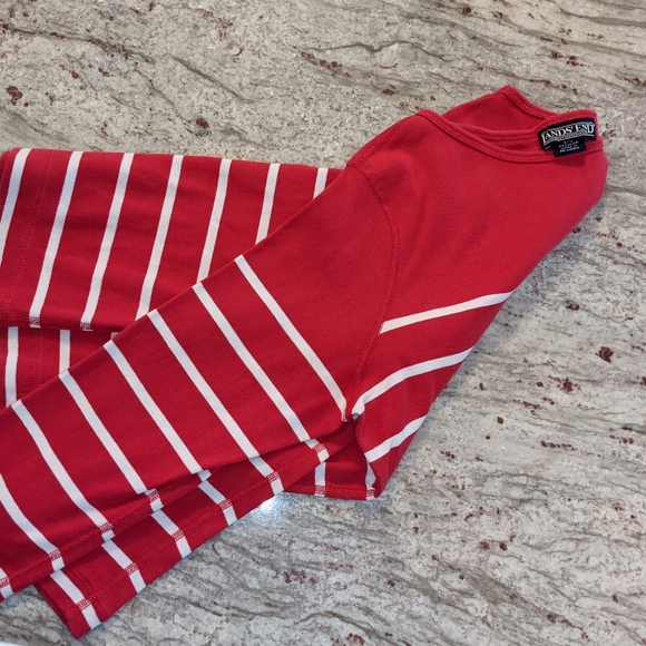 Land's End Crewneck Red & White Striped 100% Cotton EUC Small - Picture 4 of 8